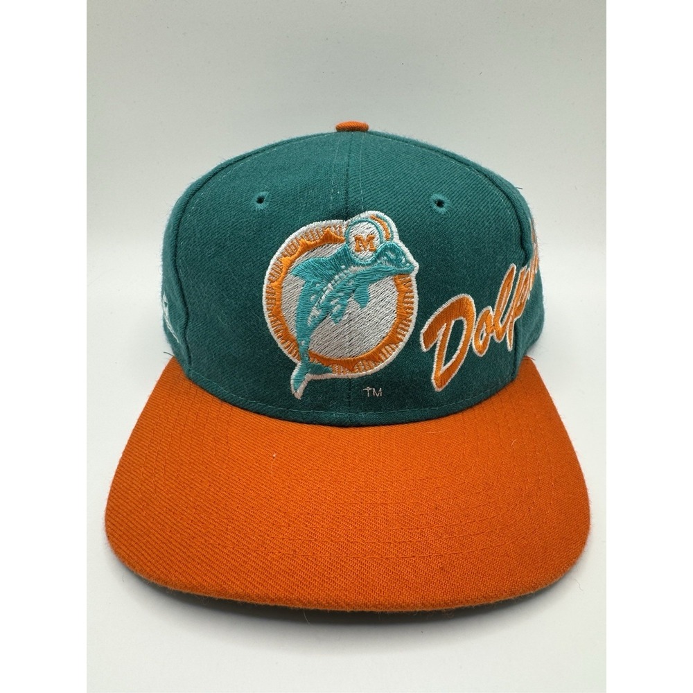 Vintage Miami Dolphins Snapback Hat Apex One NFL Script Logo Cap
